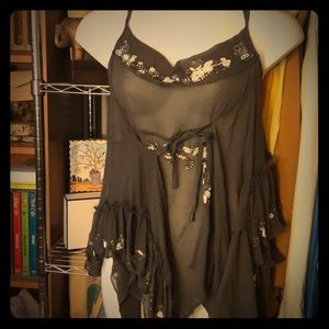 All saints mesh beaded convertible tank top